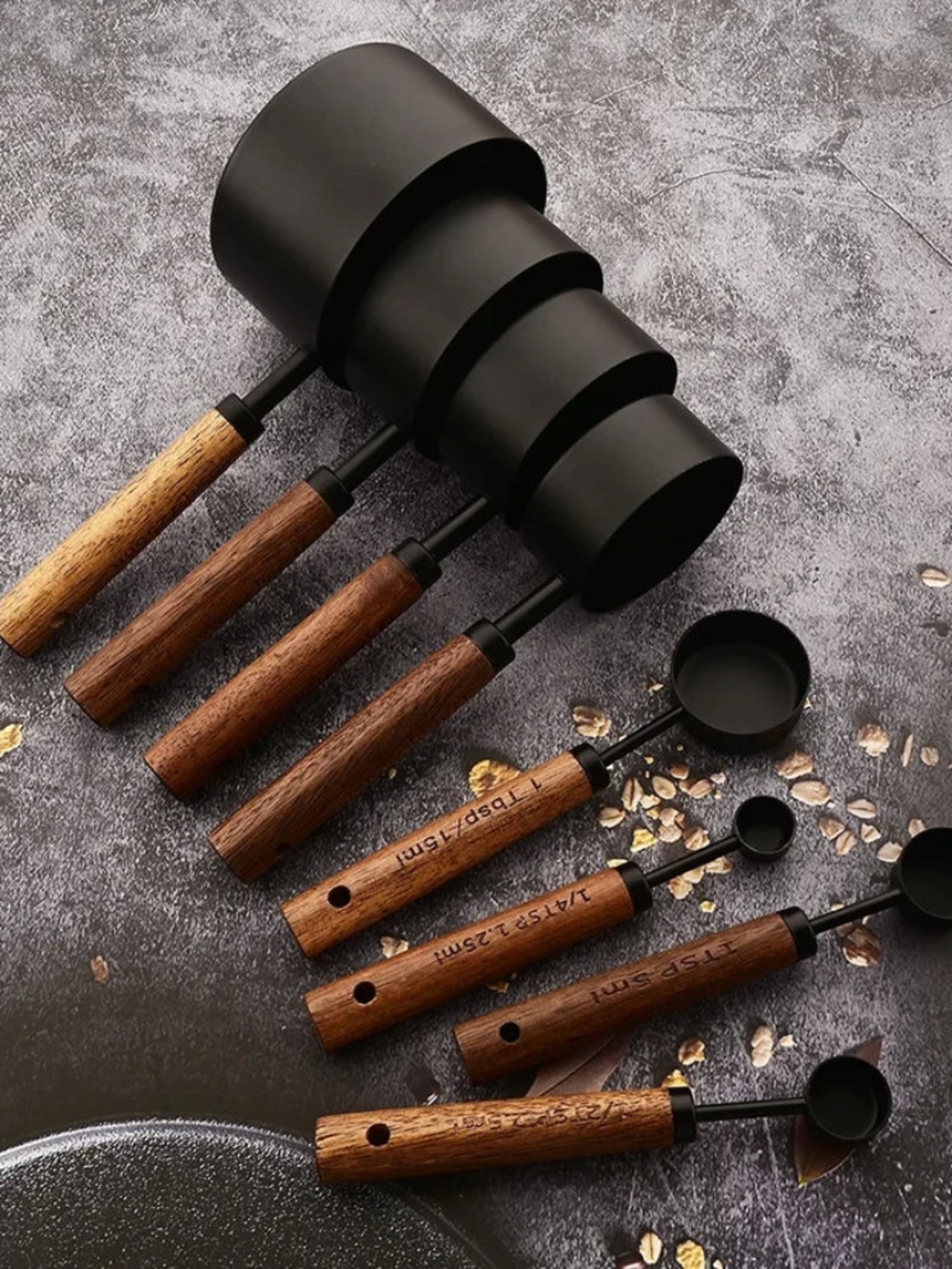 NWT Terra House WOOD AND STEEL MEASURING SPOON SET